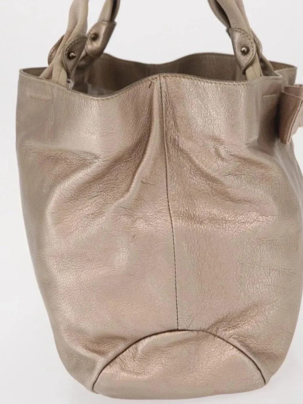 Salvatore Ferragamo Vala Tote Bag Leather Beige Auth BA9685